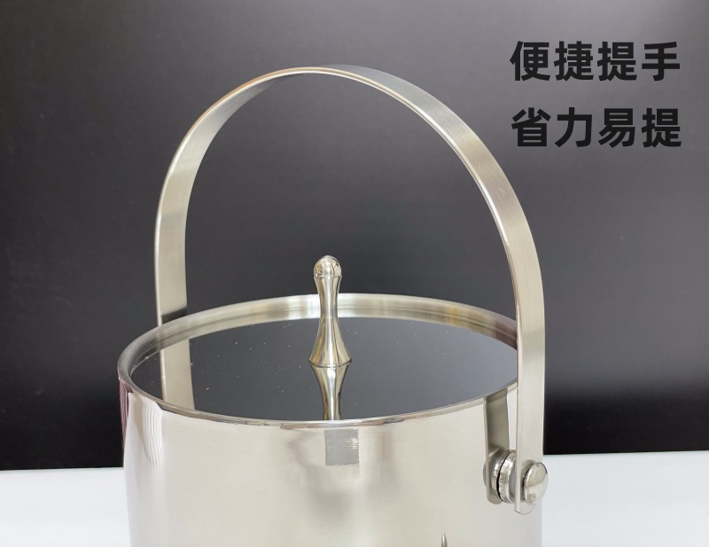 HZ444#不锈钢双层冰桶带盖保温手提冰粒桶香槟桶红酒桶酒店跨境详情11