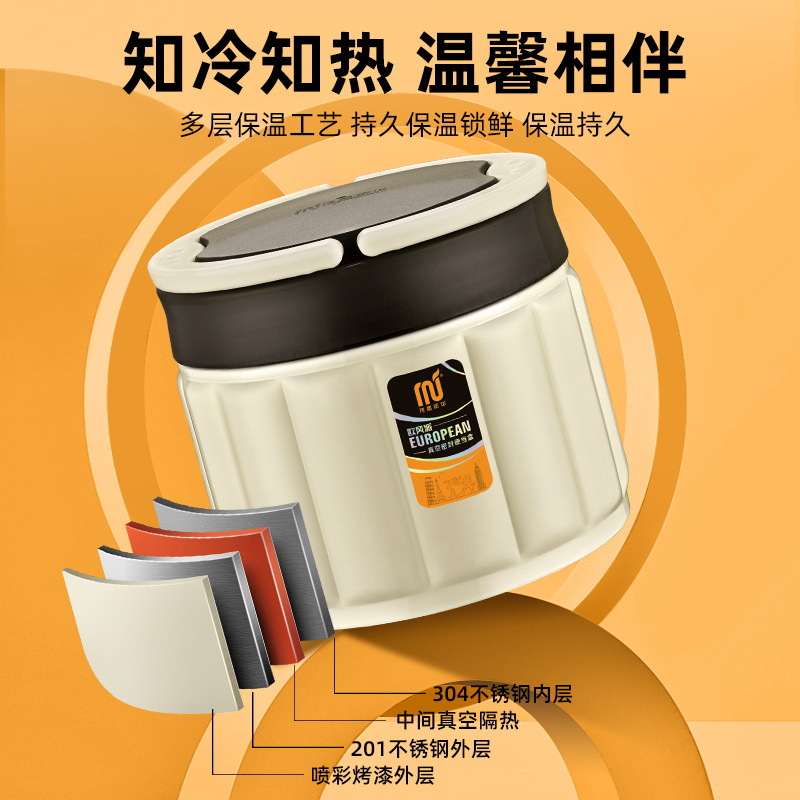 HZ37 stainless steel 304 vacuum insulated lunch box, portable anti-overflow lunch box, student double-layer small insulated bucket Specification image