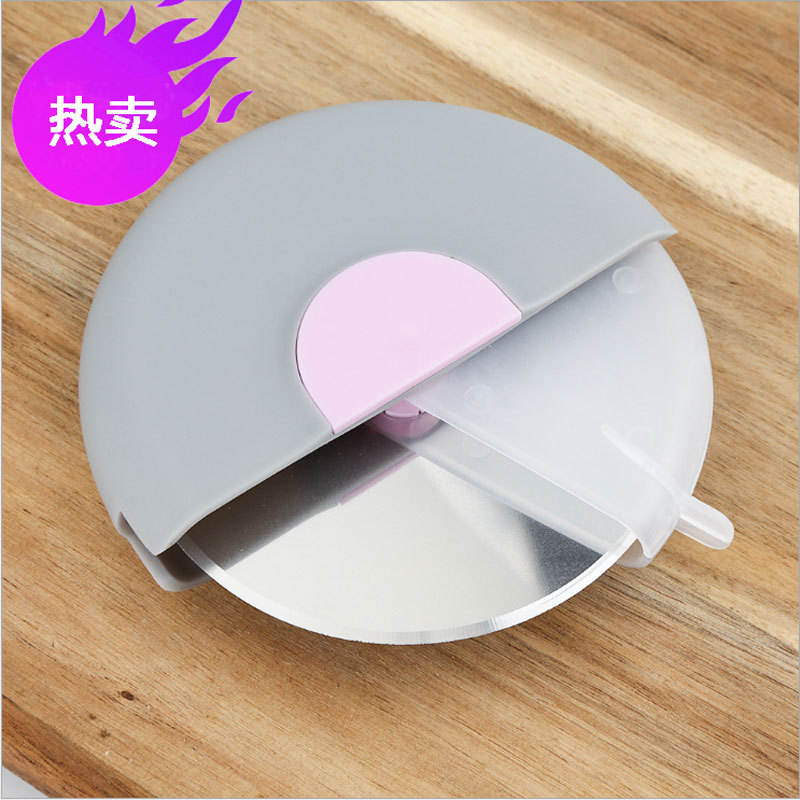 Stainless steel pizza knife, circular roller, pizza knife with lid, pizza wheel knife with protective sleeve, pizza cutting details Picture