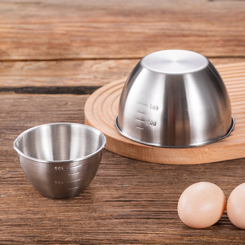 HZ50 stainless steel bowl with scale baking bowl, household tableware, cooking bowl, fruit salad bowl, single egg beating small bowl Specification image