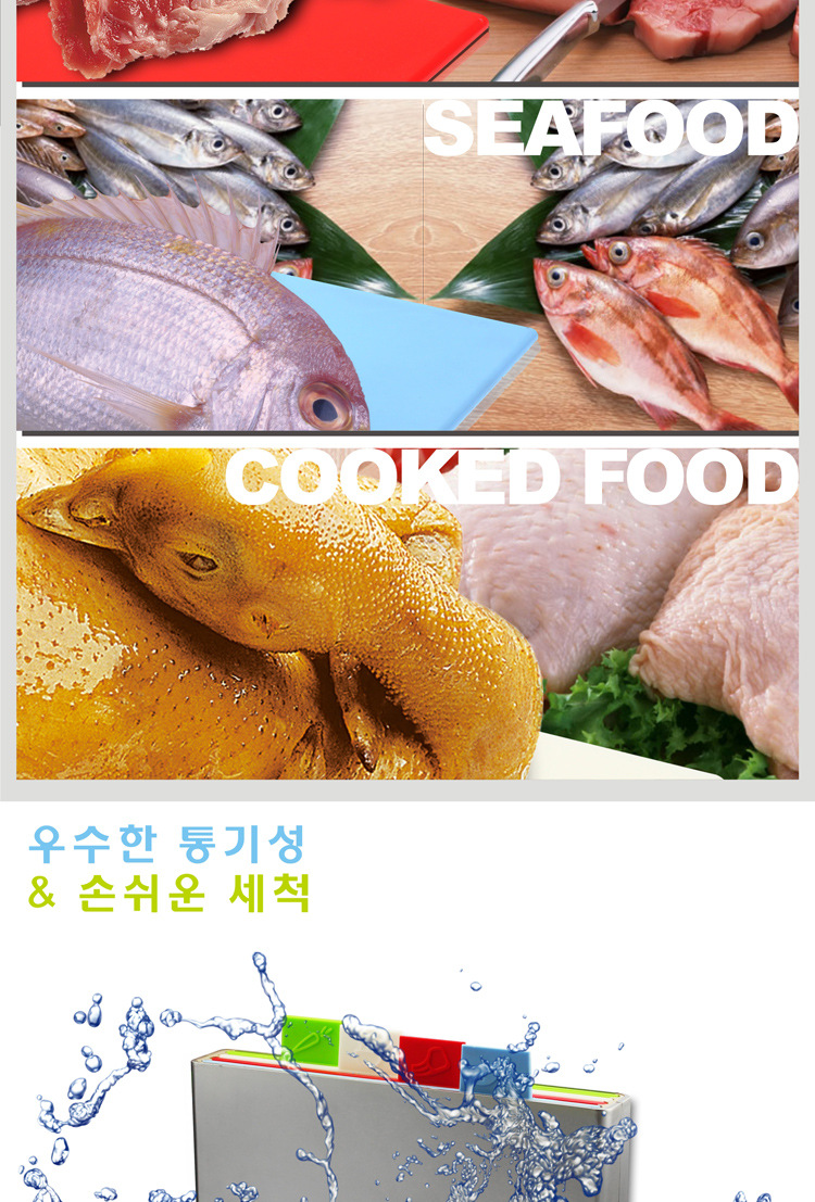 HZ415 New Kitchen Rainbow Rectangular cutting and Classification Board Ultra-thin Plastic Four-piece set pic 5