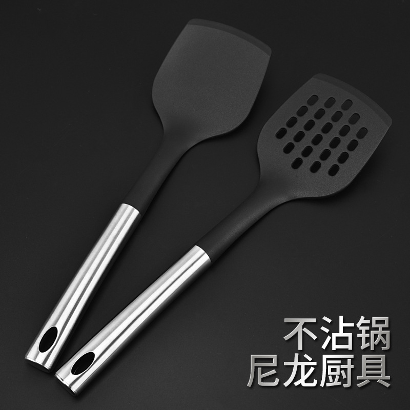 HZ415# Direct sale stainless steel nylon kitchenware non-stick pan cooking set, high-temperature resistant kitchenware set details Picture
