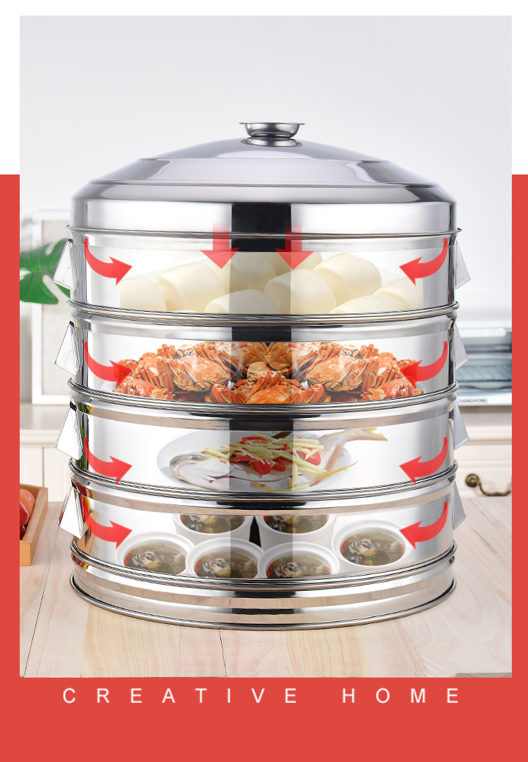 HZ747 large steamer drawer, household large steamer, steaming steamer, round hole steamer, multi-layer thickened steamer drawer pic 11
