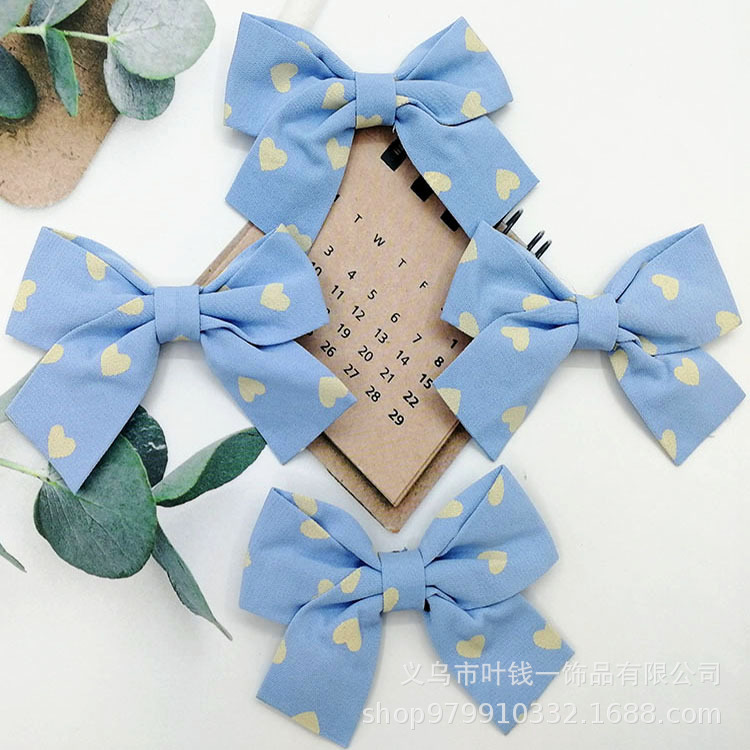 新款布艺蓝色爱心蝴蝶结领结DIY头饰配饰衣服鞋袜围巾辅料配件等