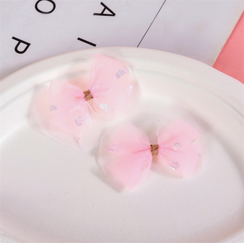 厂家直供 烫金点网纱蝴蝶结双层包腰蝴蝶结配饰儿童发饰饰品配件