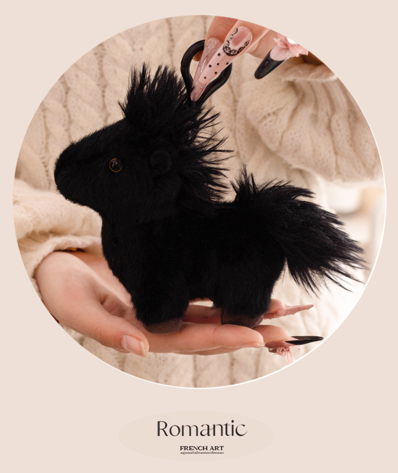 新款毛绒玩具仿真小马公仔挂件钥匙扣玩偶饰品可爱布娃娃背包挂饰详情9