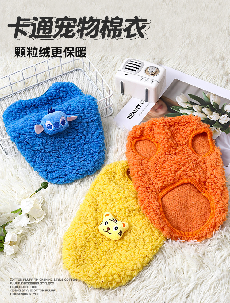 Cute cartoon pet fleece jacket for small and medium-sized Bichon Frise dogs pic 9