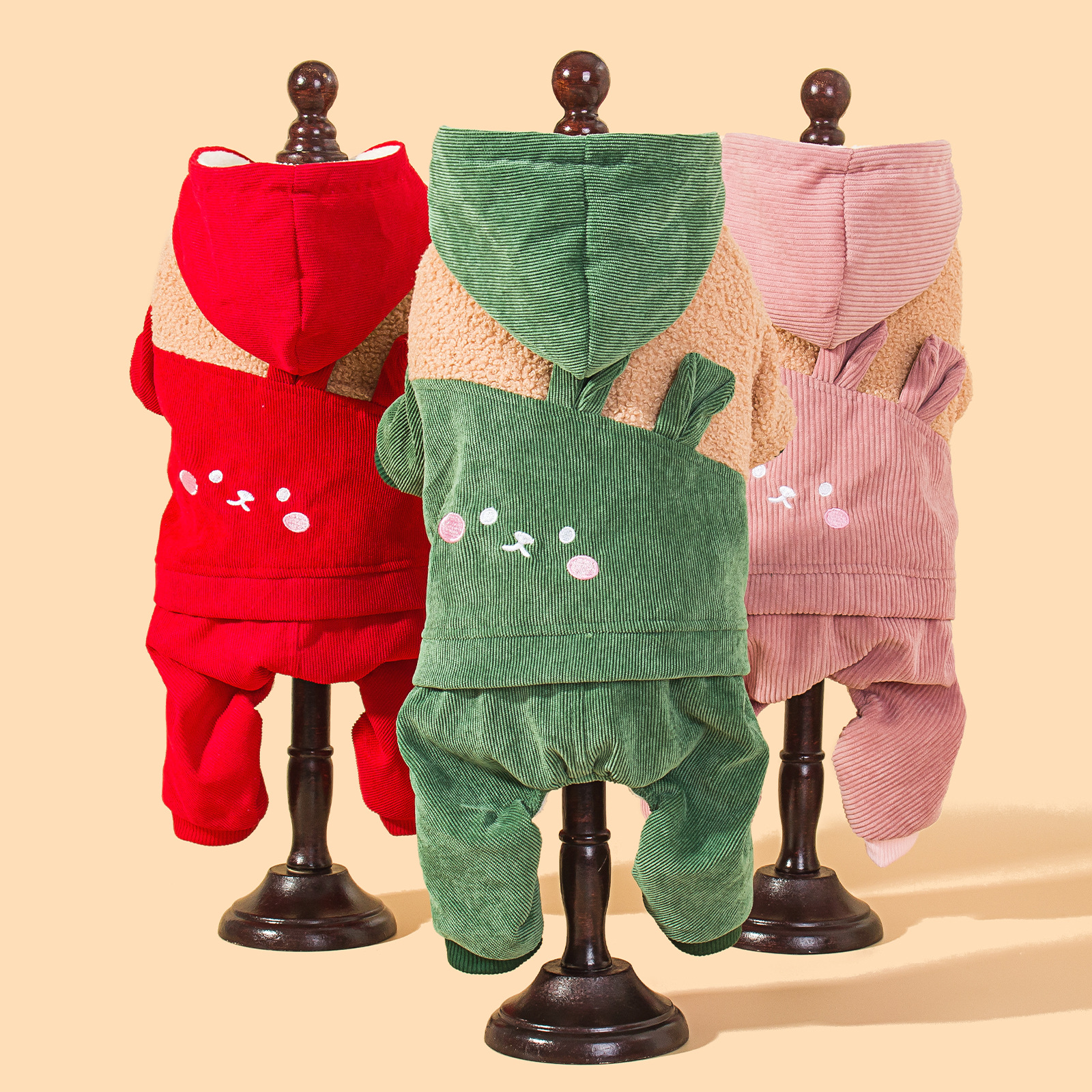 New winter pet clothing with a cap, two-legged hooded cotton-padded jacket for dog freezing protection pic 3