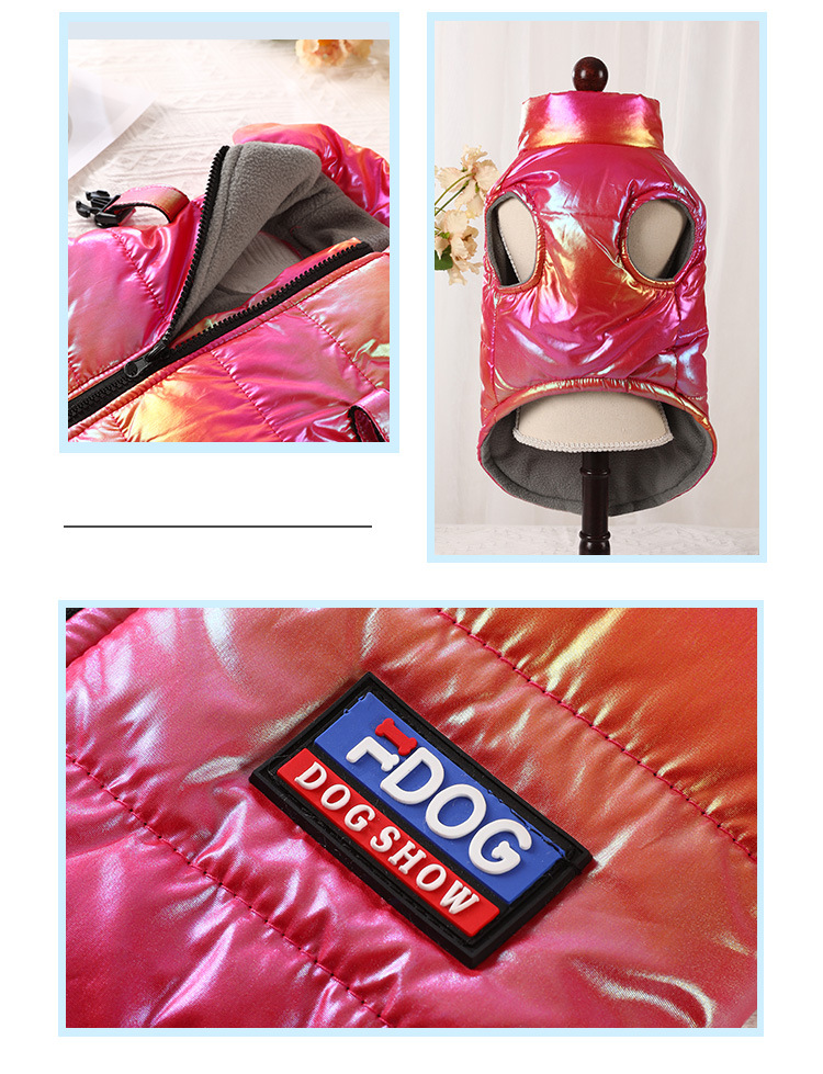 Pet clothing: Waterproof reflective gradient color vest with fleece for warm dog clothing, Bichon Frise clothing pic 7