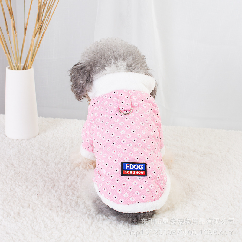 宠物棉衣新品小雏菊加绒加厚冬季保暖狗衣服