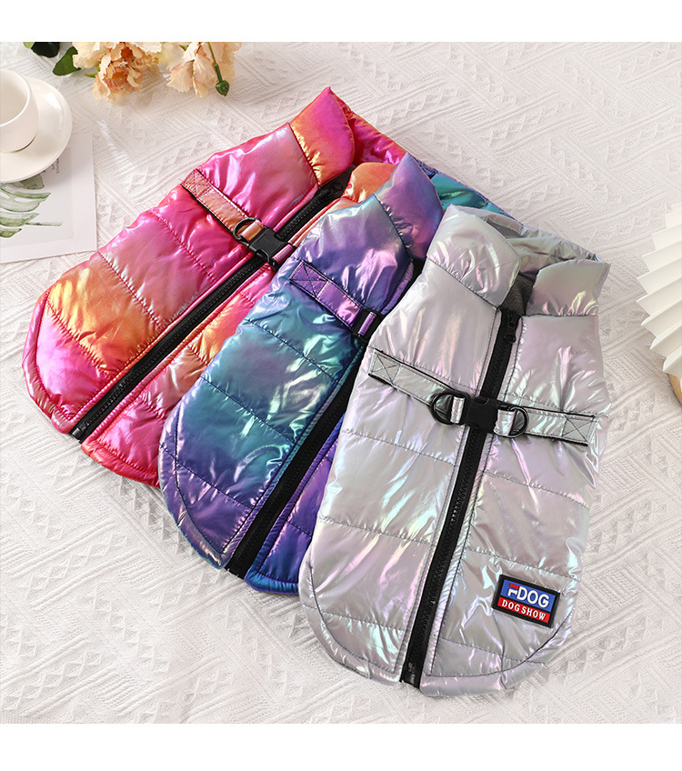 Pet clothing: Waterproof reflective gradient color vest with fleece for warm dog clothing, Bichon Frise clothing pic 8