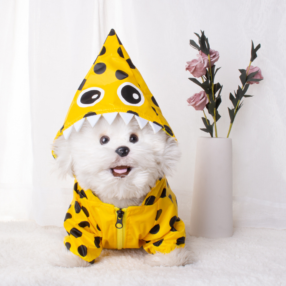 Amazon pet clothing, dog outdoor raincoat, two-legged hooded waterproof raincoat, Halloween purchase pet raincoat