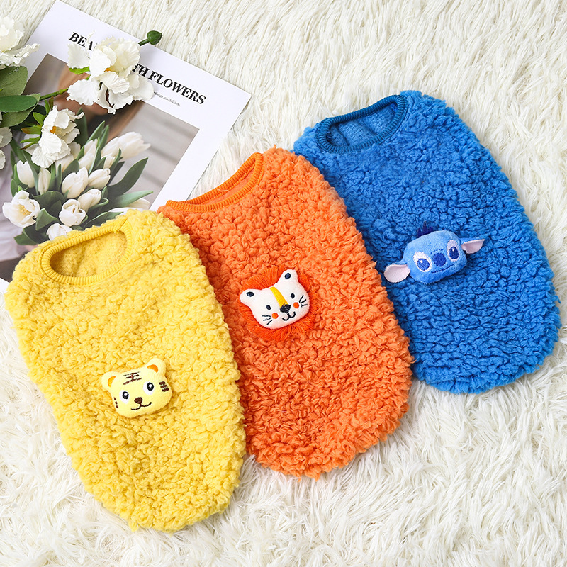 Cute cartoon pet fleece jacket for small and medium-sized Bichon Frise dogs pic 10