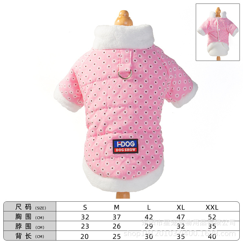 New pet cotton-padded jacket with fleece and thickened fabric for winter dog warmth Application Scenario