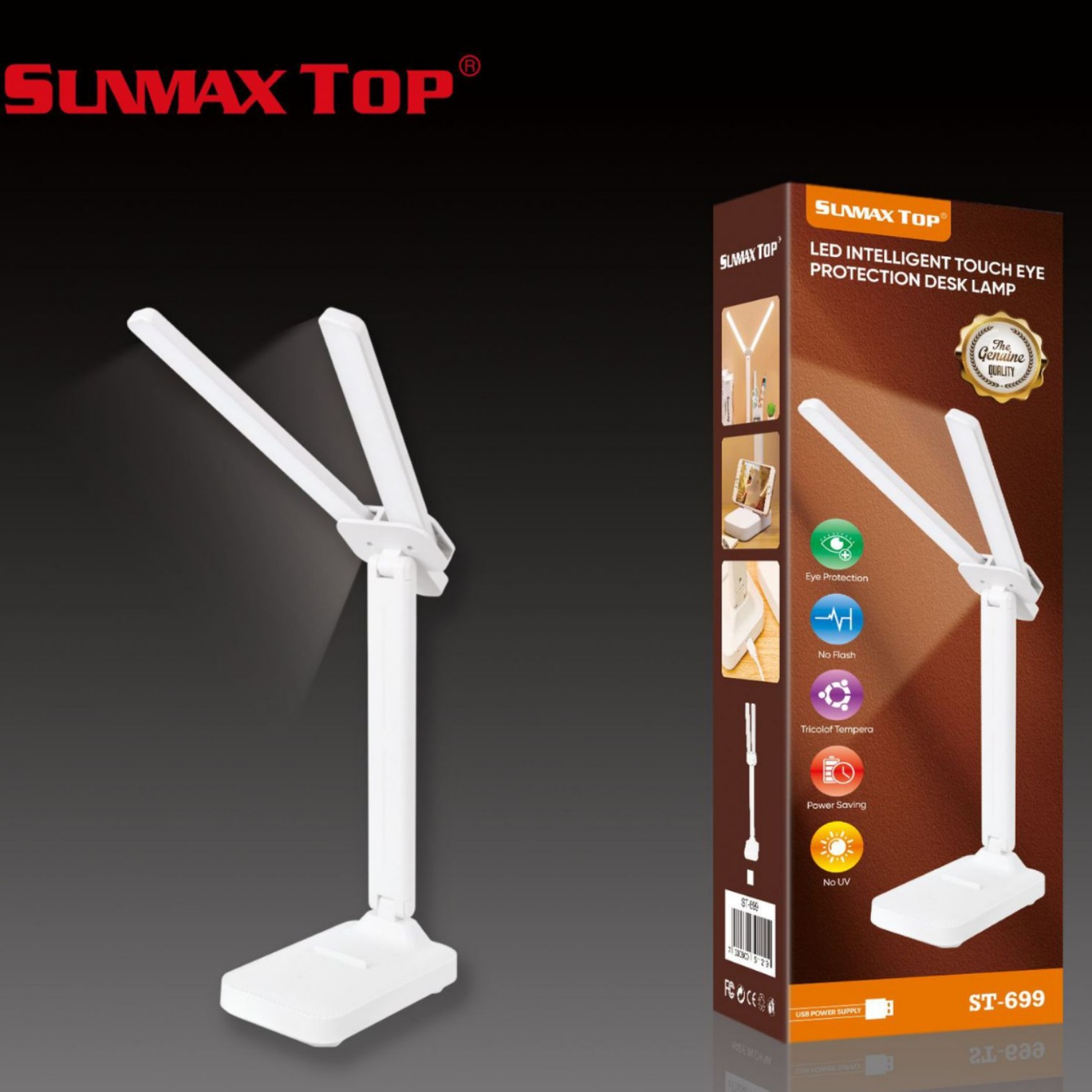 Charging desk lamp, LED eye-protecting lamp, touch switch, student dormitory charging study lamp, built-in battery gift lamp Specification image