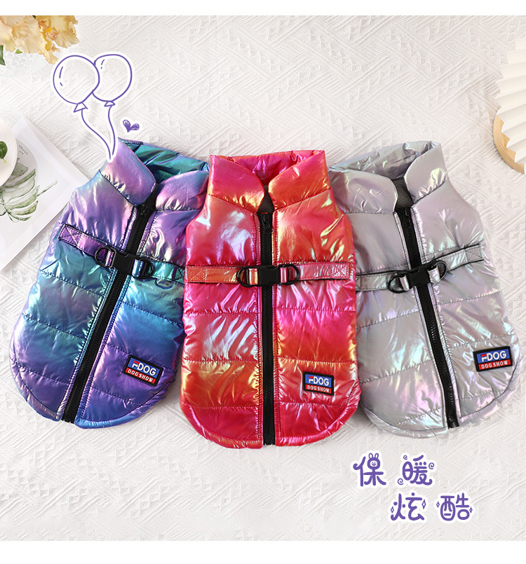 Pet clothing: Waterproof reflective gradient color vest with fleece for warm dog clothing, Bichon Frise clothing pic 4