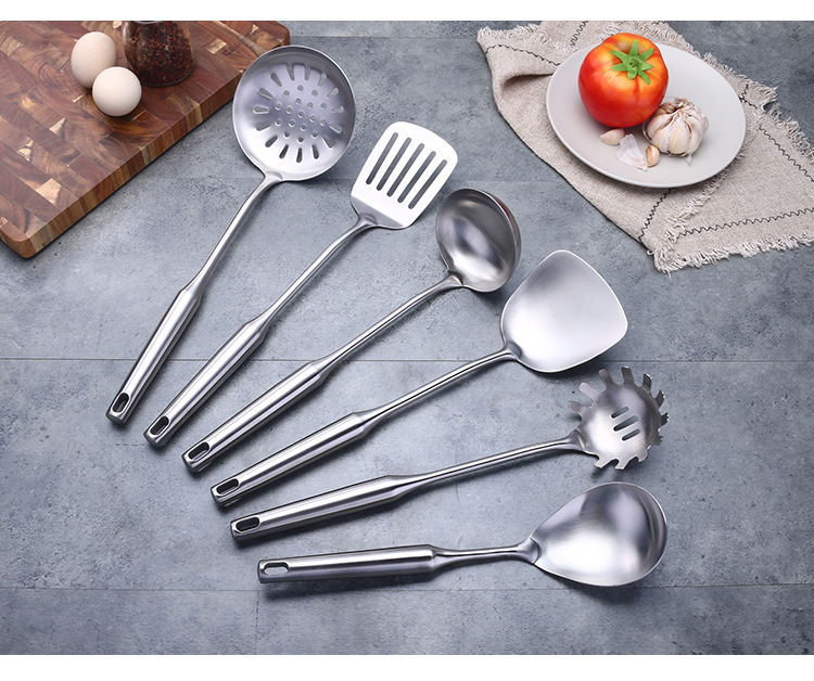 201不锈钢烹饪锅铲漏勺厨房炒菜炒铲家用隔热加厚厨具西式六件套详情2