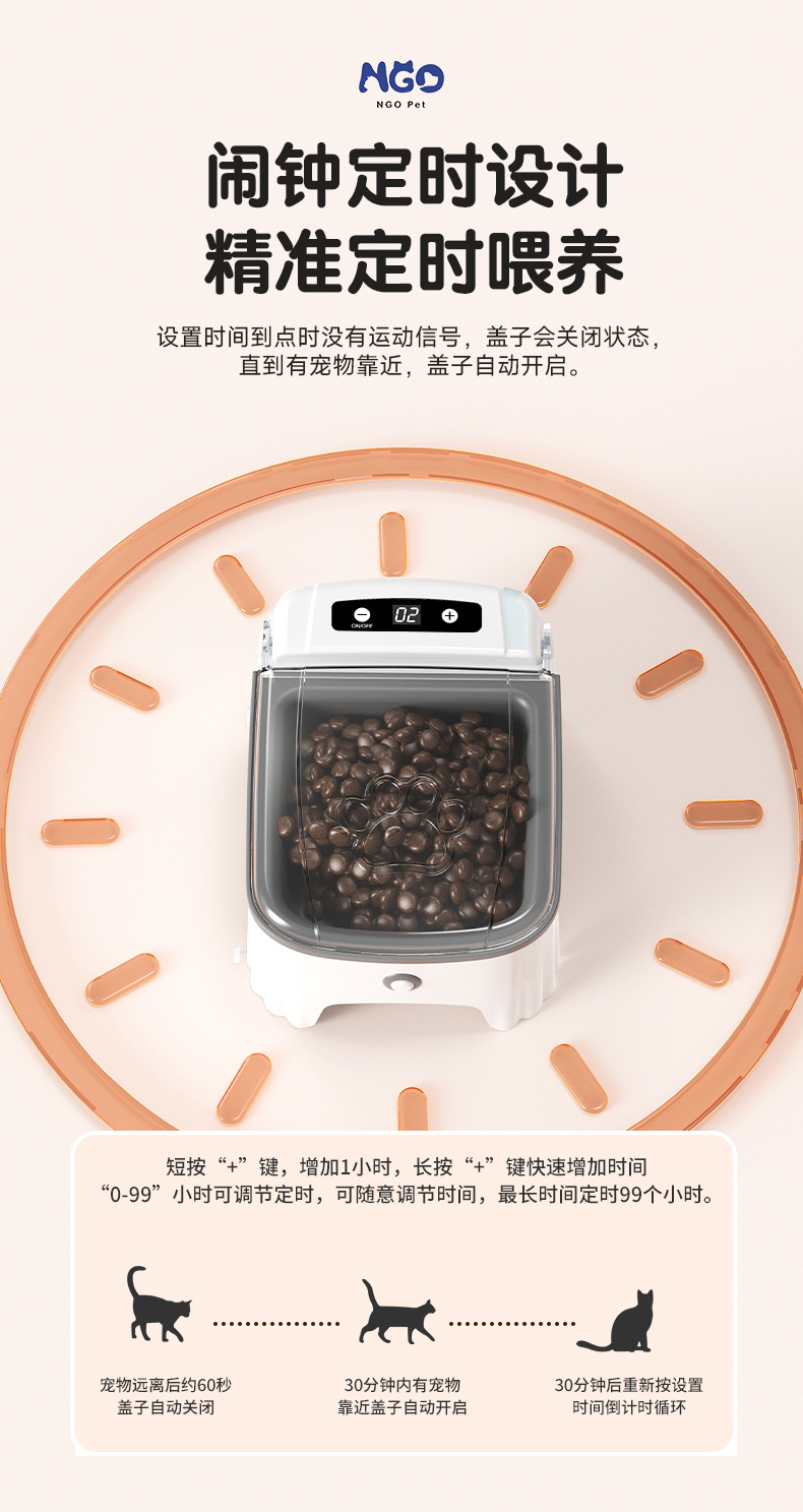 2025新款宠物感应喂食器NGO自动感应开盖防潮护颈猫粮狗粮智能喂详情10