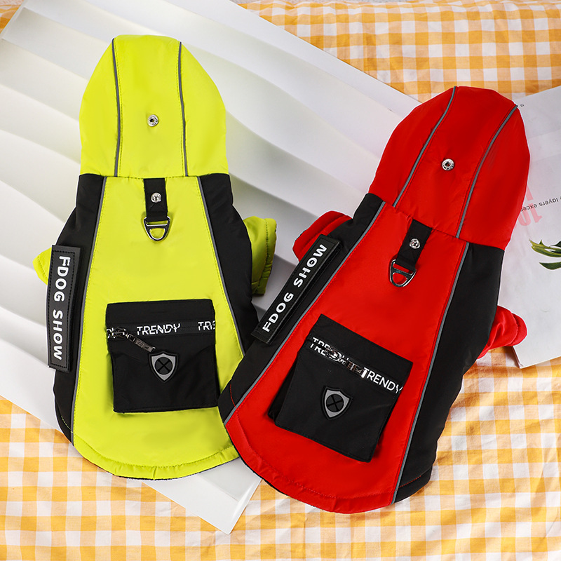 New pet hooded three-dimensional cotton coat, dog windproof and warm coat, pet winter cold protection item, dog down jacket pic 1