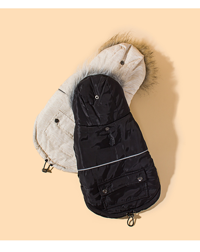 New winter dog clothing with fur collars, two-legged caps, thickened and fleece dog clothes, pocket zipper suits pic 9