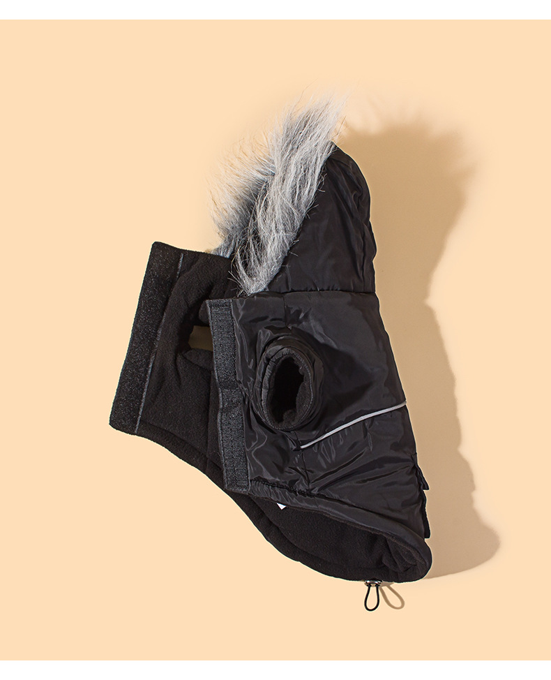 New winter dog clothing with fur collars, two-legged caps, thickened and fleece dog clothes, pocket zipper suits pic 13
