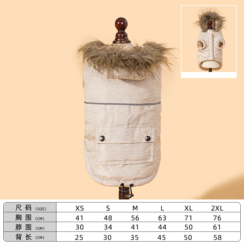 New winter dog clothing with fur collars, two-legged caps, thickened and fleece dog clothes, pocket zipper suits Application Scenario