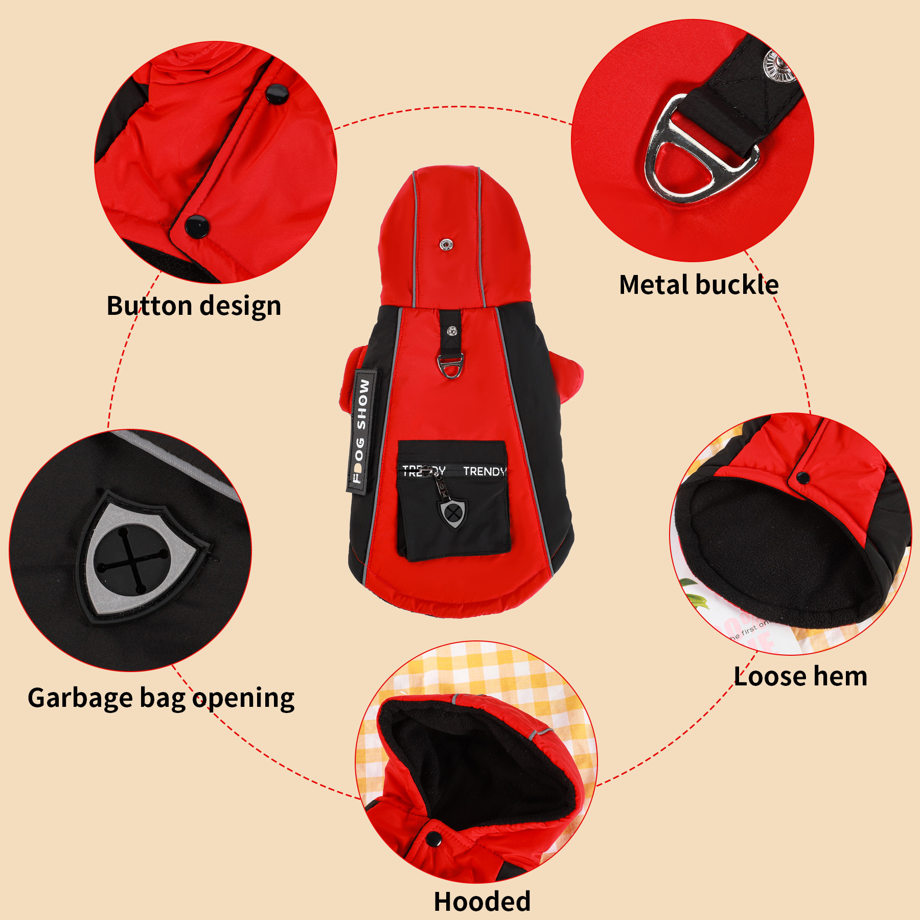 New pet hooded three-dimensional cotton coat, dog windproof and warm coat, pet winter cold protection item, dog down jacket pic 9