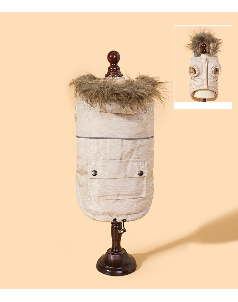 New winter dog clothing with fur collars, two-legged caps, thickened and fleece dog clothes, pocket zipper suits pic 8