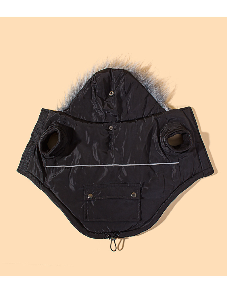 New winter dog clothing with fur collars, two-legged caps, thickened and fleece dog clothes, pocket zipper suits pic 12