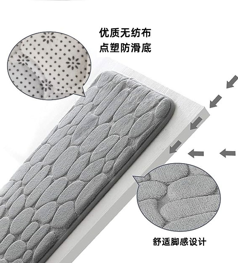 Oval stone pattern floor mat, flannel memory foam, bathroom, water-absorbing door mat, anti-slip mat, carpet pic 5