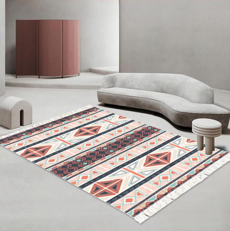 High-end light luxury fringed dove velvet carpet, water-absorbing, anti-slip, machine-washable floor mat, sofa, coffee table carpet