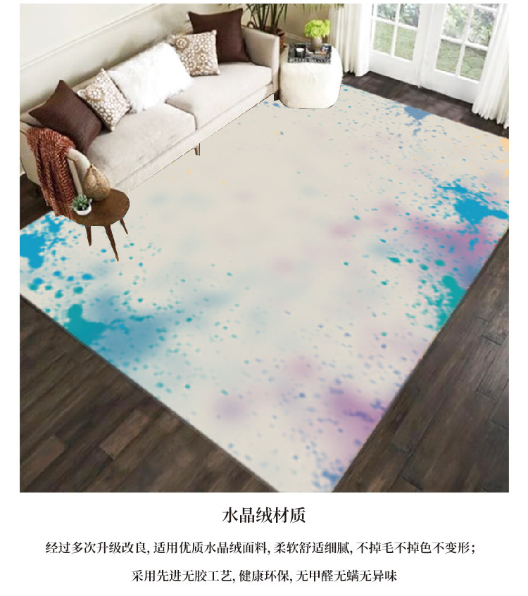 高级轻奢欧式防水地毯水晶绒高清印花吸水地毯客厅书房地垫详情3