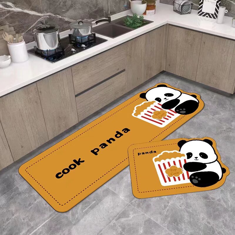 New cartoon thickened diatom mud floor mat, water-absorbing and oil-proof kitchen and household long strip foot mat, entrance door foot mat details Picture