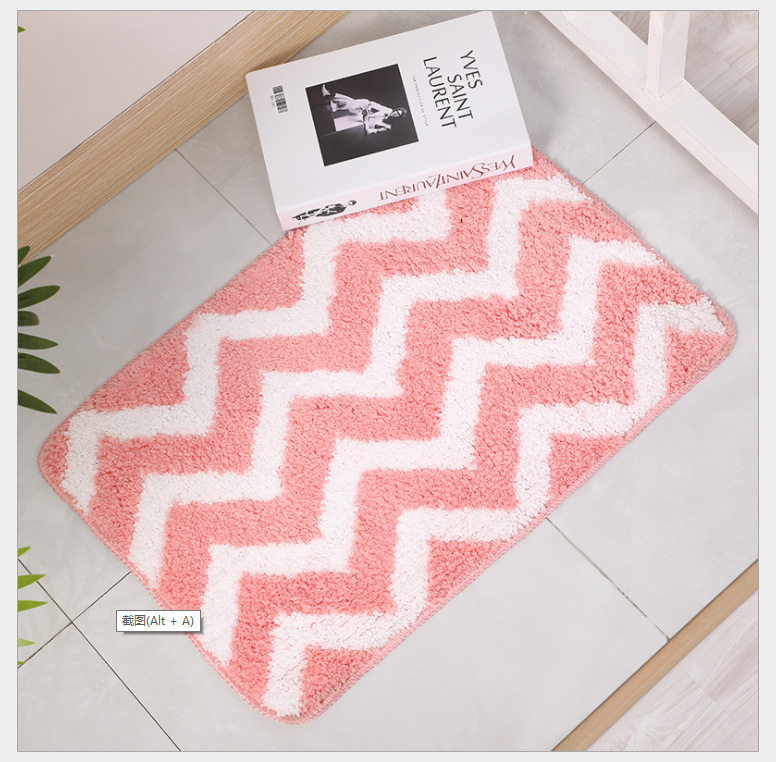 Simple geometric carpet, water-absorbing and anti-slip carpet for bathroom, bedroom and study, doormat, floor mat