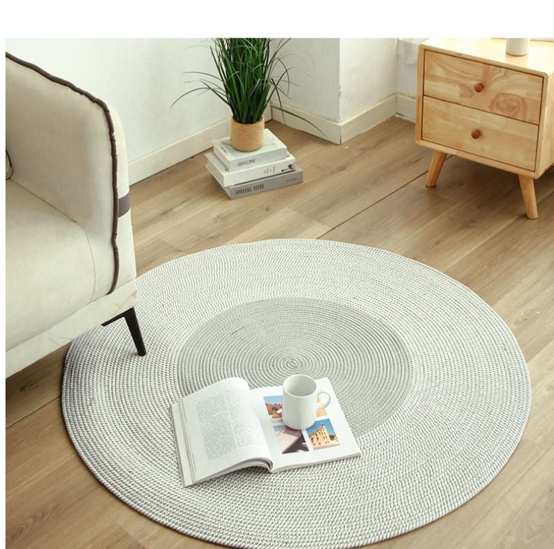 北欧黄麻编制流苏地垫阳台棉麻抓周地毯民宿地铺茶几圆形卧室日式详情12