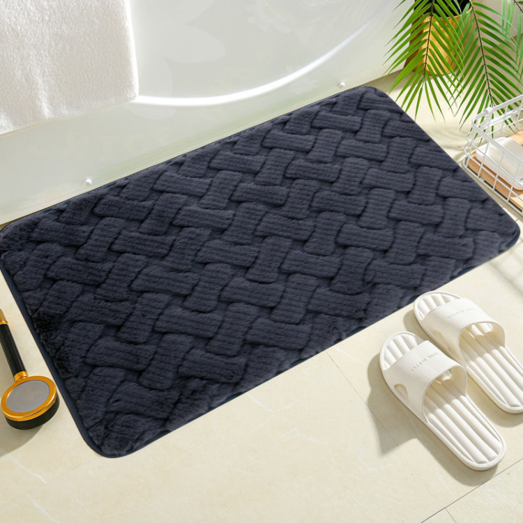 High-grade solid color rabbit fur jacquard carpet, TPR anti-slip and absorbent floor mat, bathroom and living room door carpet details Picture