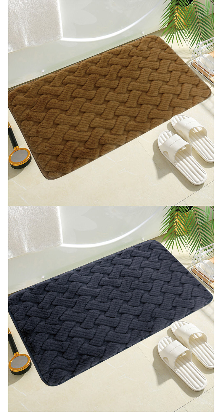 High-grade solid color rabbit fur jacquard carpet, TPR anti-slip and absorbent floor mat, bathroom and living room door carpet pic 5