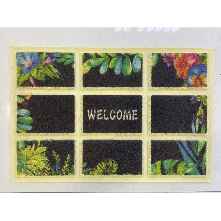 3D stereoscopic silk ring dust removal entrance hall floor mat, plant geometric brushed floor mat, bathroom PVC grid foot mat Item Picture
