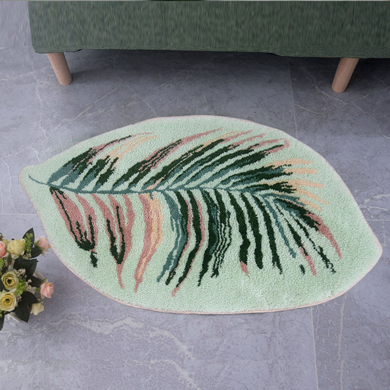 Leaf bedroom bedside blanket, ins style small carpet, bathroom anti-slip floor mat, bathroom floor mat, machine washable floor mat