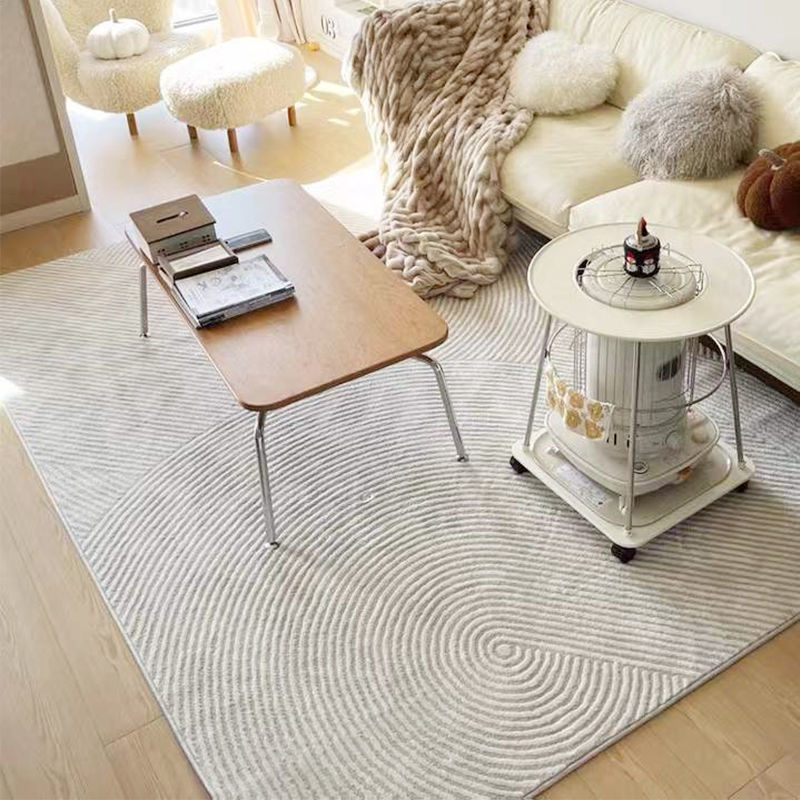 Simple lines, light luxury living room and bedroom carpet, wabi-sabi cream style, modern ins home grey sofa, coffee table carpet details Picture