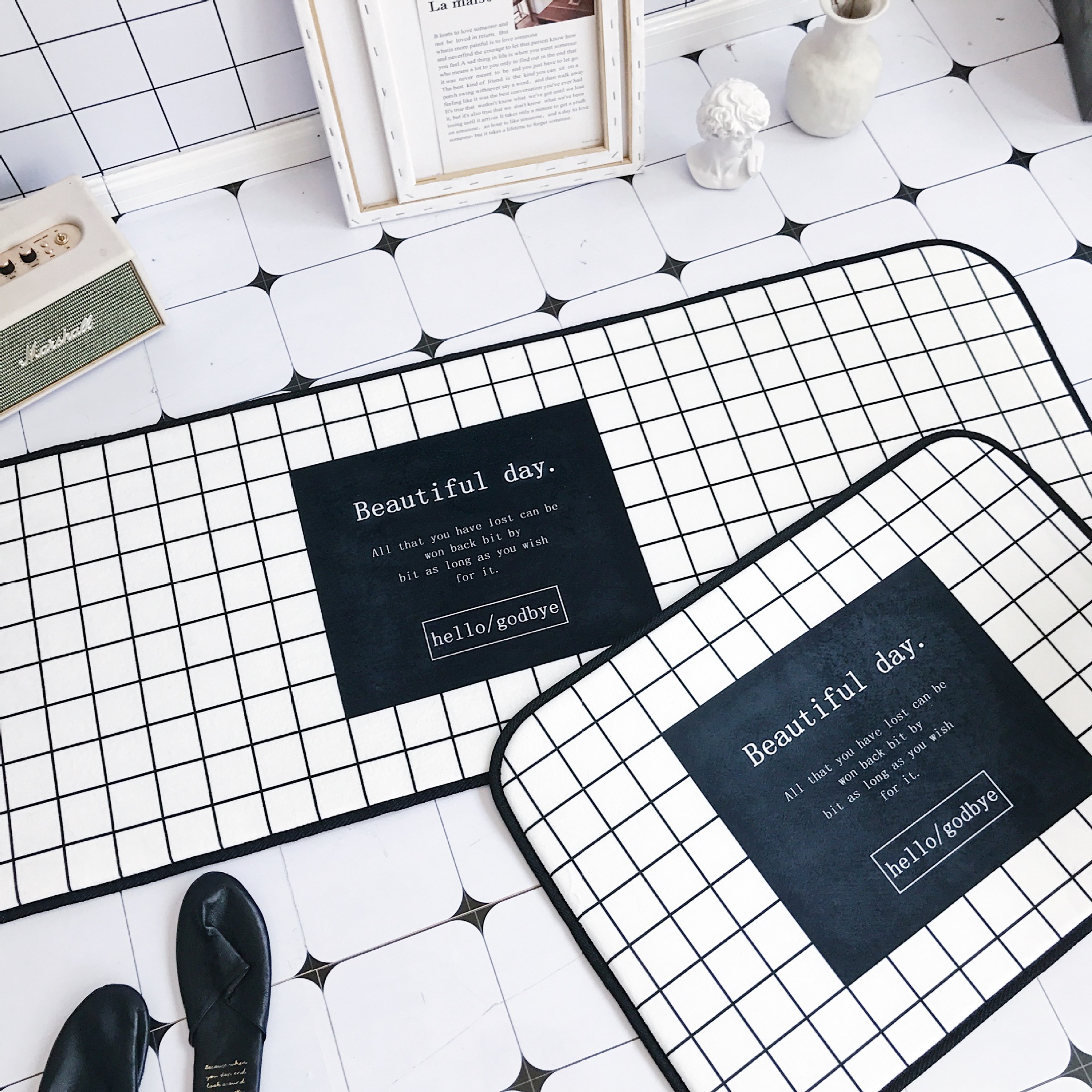 现代简约欧式风格地毯水晶绒吸水地毯客厅卧室厨房防滑地垫