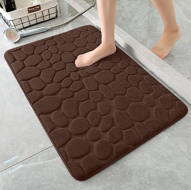 Oval stone pattern floor mat, flannel memory foam, bathroom, water-absorbing door mat, anti-slip mat, carpet pic 10