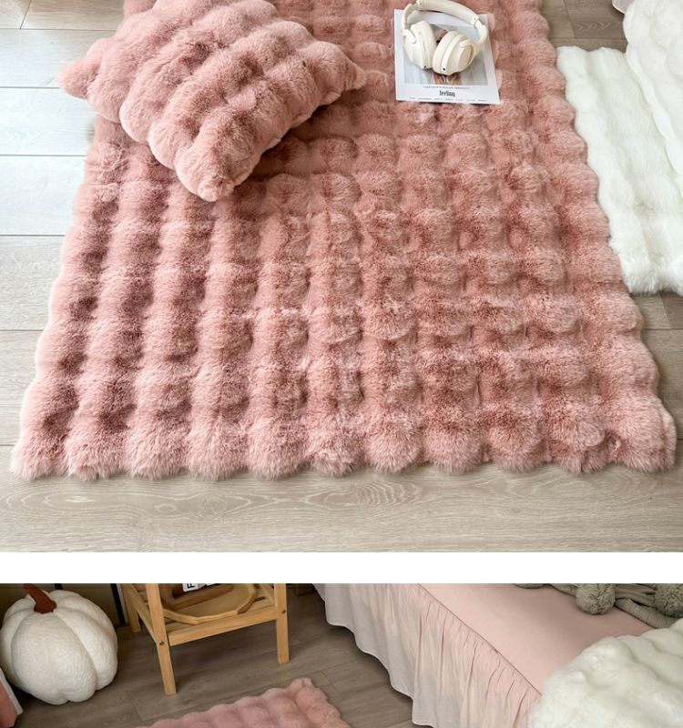 Rabbit-like plush cream-style plush carpet, bubble plush floor mat, bedroom bedside blanket, living room bay window mat, household blanket pic 13