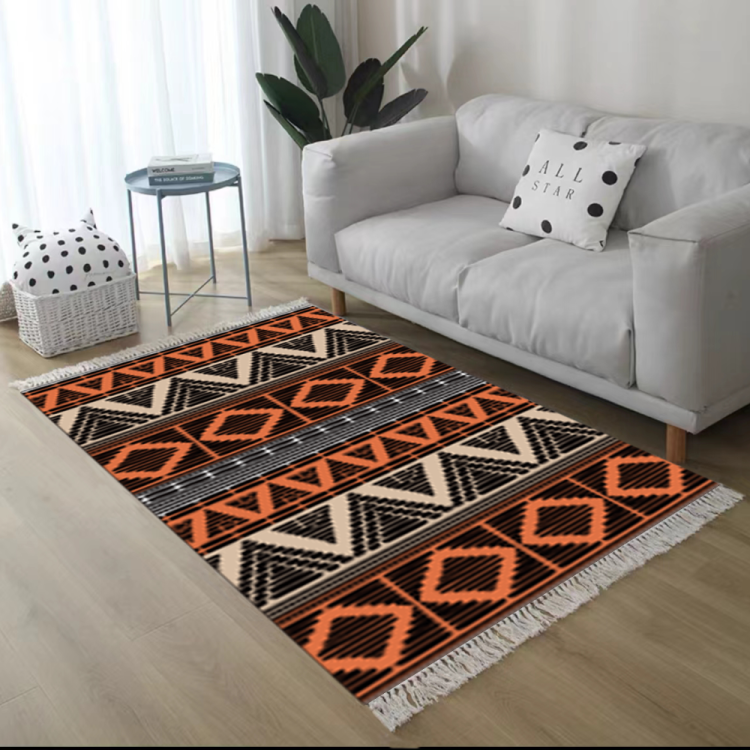 High-end light luxury fringed woven carpet for living room sofa floor mat absorbent carpet Application Scenario