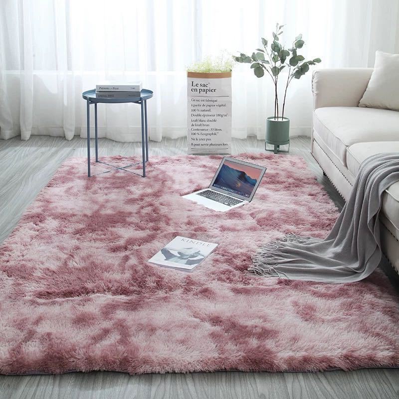 Amazon's best-selling silk and wool tie-dyed living room carpet, long wool thickened sponge floor mat, foldable one-piece dropshipping carpet Item Picture