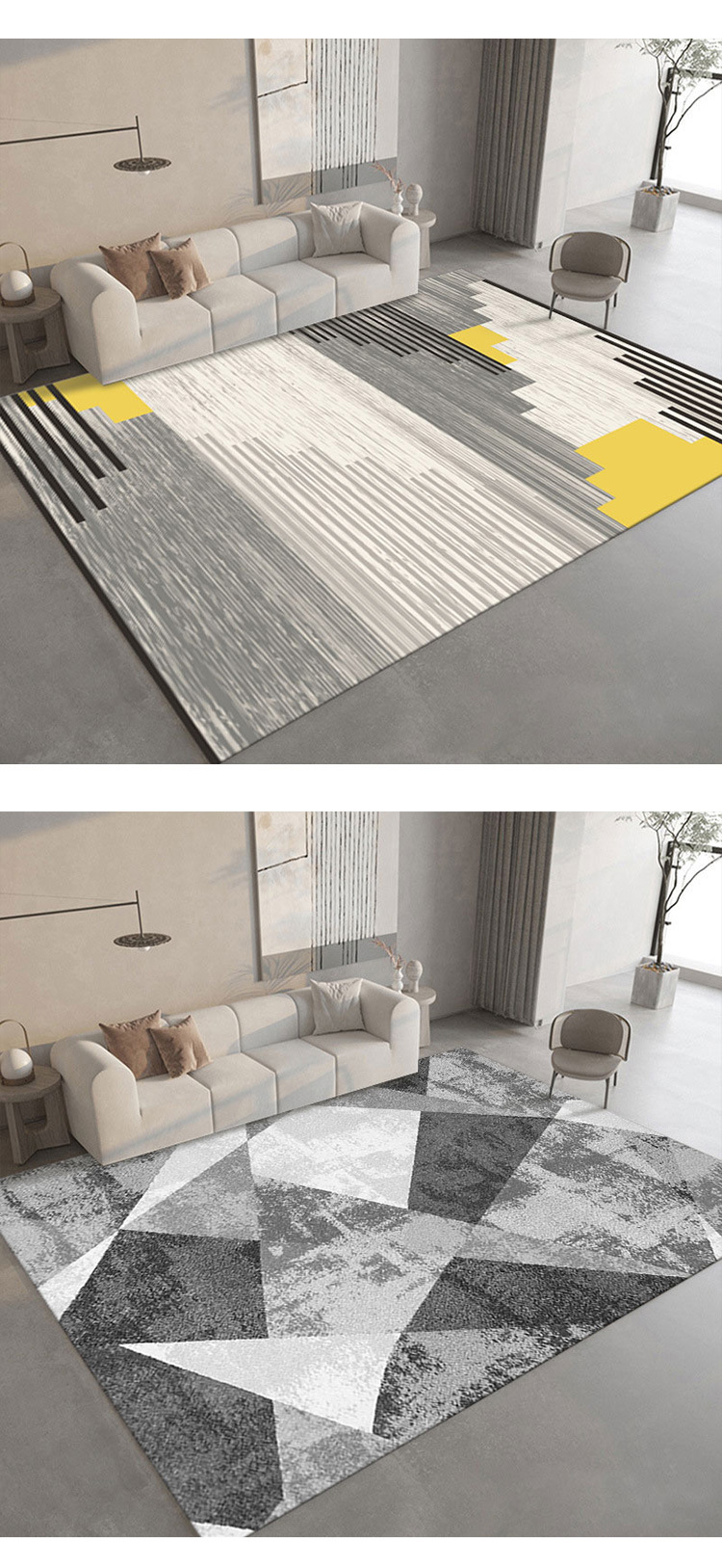 厂家新款北欧简约卧室家用印花客厅地毯 批发现代几何沙发茶几毯详情8