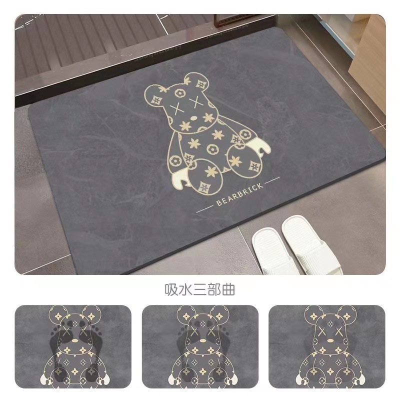 New crystal velvet Violent Bear floor mat, bathroom quick-drying, water-absorbing, anti-slip foot mat, household entrance floor mat