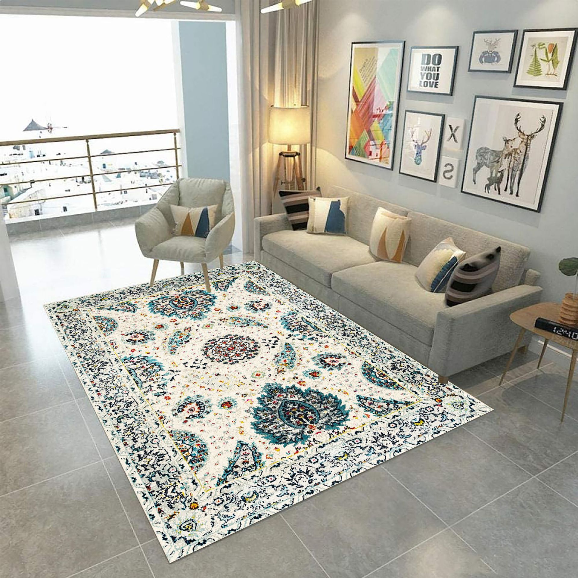 Modern and simple European-style waterproof carpet, crystal velvet high-definition printed absorbent carpet, living room and study floor mat Specification image