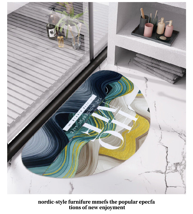 Diatom mud soft floor mat, quick-drying bathroom, water-absorbing and anti-slip mat at the bathroom door, small carpet for the washroom and toilet pic 5