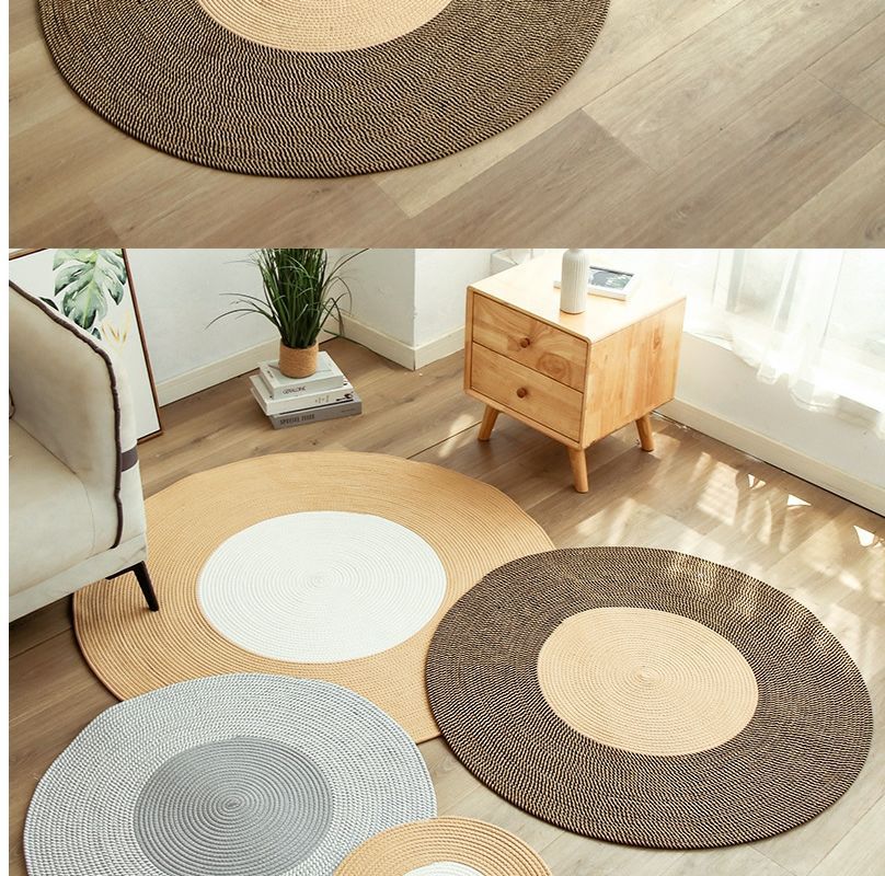 北欧黄麻编制流苏地垫阳台棉麻抓周地毯民宿地铺茶几圆形卧室日式详情8